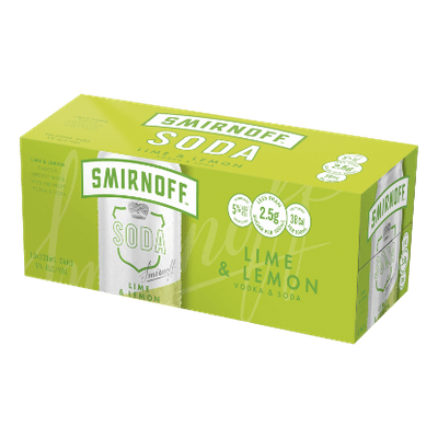 Smirnoff Soda Lime & Lemon 5% Cans 10x330ml
