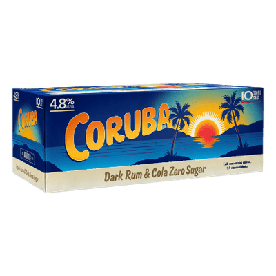 Coruba Dark Rum & Cola Zero Sugar 4.8% Cans 10x330ml
