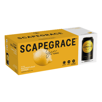 Scapegrace Gin & Tonic with Hawke's Bay Lemon 5% Cans 10x330ml