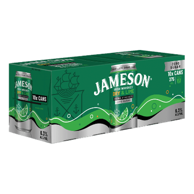 Jameson Zero Sugar Dry & Lime Extra Strength 6.3% Cans 10x375ml