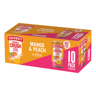 Smirnoff Crush Mango & Peach 5.7% Cans 10x330ml