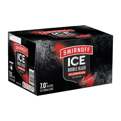 Smirnoff Ice Double Black Guarana 7% Cans 12x250ml