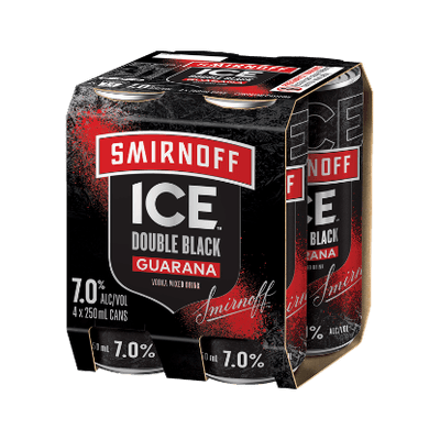 Smirnoff Ice Double Black Guarana 7% Cans 4x250ml