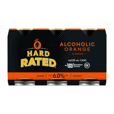 Hard Rated Alcoholic Orange 6% Cans 6x330ml