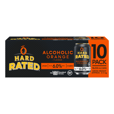 Hard Rated Alcoholic Orange 6% Cans 10x330ml