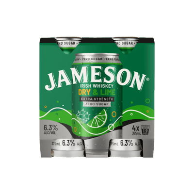 Jameson Zero Sugar Dry & Lime Extra Strength 6.3% Cans 4x375ml