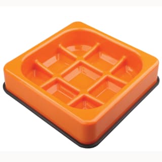 M-PETS Waffle Non-Slip Slow Feed Cat and Dog Bowl - Orange