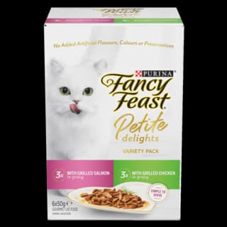 Fancy Feast Petite Delights Salmon & Chicken Wet Cat Food Variety Pack - 8 x Pack (50g x 48)