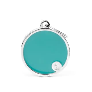 My Family Cat and Dog Handmade Circle Tag - Large, Light Blue