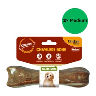 Gnawlers Chicken Bone Dog Dental Chew - Medium, 2 Packs