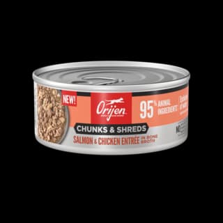 Orijen Salmon & Chicken Entrée Chunks & Shreds in Bone Broth Wet Cat Food - 155g
