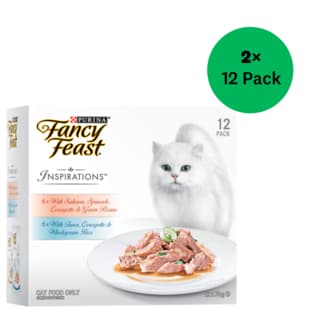 Fancy Feast Inspirations Salmon Spinach Courgette & Green Beans and Tuna Courgette & Rice Wet Cat Food Variety Pack - 70g x 24
