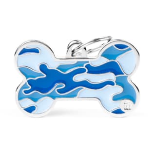 My Family Style Bone Camouflage Dog Tag - Extra Large, Blue
