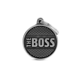 My Family Bronx The Boss Cat and Dog Tag - Small, Antique Silver