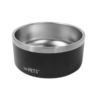 M-PETS Non-Slip Insulated Stainless Steel Double Wall Cat and Dog Bowl - Black, 2L