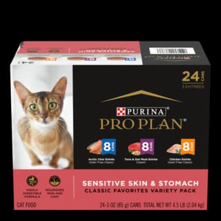 Pro Plan Adult Sensitive Skin & Stomach Wet Cat Food Variety Pack - 24 x 85g Variety Pack