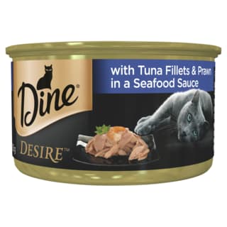 Dine Desire with Tuna Fillets & Prawn in a Seafood Sauce Wet Cat Food - 85g x 24 (tray)