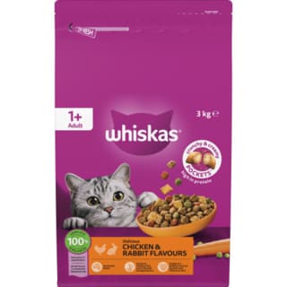 Whiskas Adult Chicken & Rabbit Dry Cat Food - 3kg