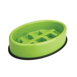 M-PETS Fishbone Non-Slip Slow Feed Pet Food Bowl - Green