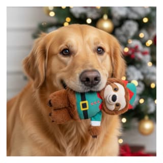 Winter Paws Christmas Elf Sloth Dog Plush Toy - Small