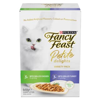 Fancy Feast Petite Delights Chicken & Turkey Wet Cat Food Variety Pack - 1 x Pack (50g x 6)