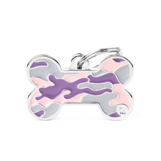 My Family Style Bone Camouflage Dog Tag - Large, Pink