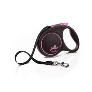 Flexi Black Design Tape Retractable Dog Lead - Medium, Pink