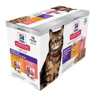 Hill's Science Diet Adult Sensitive Skin & Stomach Wet Cat Food Variety Pack - 80g x 24