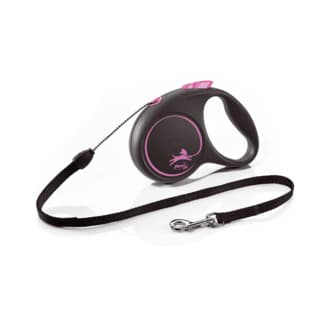 Flexi Black Design Cord Retractable Dog Lead - Pink, Small