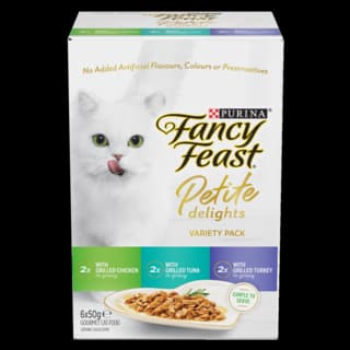 Fancy Feast Petite Delights Chicken Tuna & Turkey Wet Cat Food Variety Pack - 2 x Pack (50g x 12)