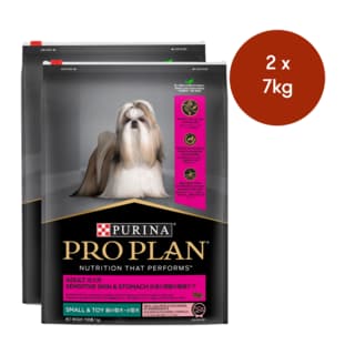 Pro Plan Adult Sensitive Skin & Stomach Small & Toy Breed Salmon & Mackerel Formula Dry Dog Food - 14kg (2x 7kg bags)