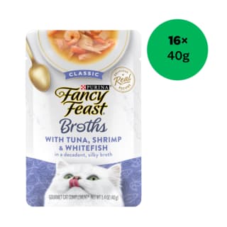 Fancy Feast Broths Tuna Shrimp & Whitefish Wet Cat Food - 40g x 16