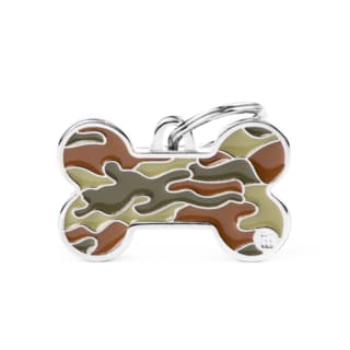 My Family Style Bone Camouflage Dog Tag - Large, Green