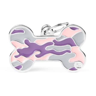 My Family Style Bone Camouflage Dog Tag - Extra Large, Pink