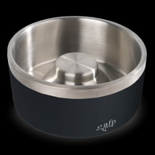 All For Paws Slow Feeding Non Slip Stainless Steel Dog Bowl - Black, 900ml