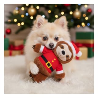 Winter Paws Christmas Santa Sloth Dog Plush Toy - Small
