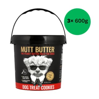 Mutt Butter Peanut Butter Cookie Bucket Dog Treats - 1.8kg (3 x 600g)