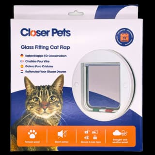 Closer Pets 4 Way Locking Glass Fitting Cat Door - Cat Door