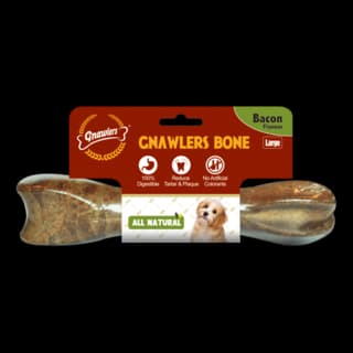 Gnawlers Bacon Bone Dog Dental Chew - Large, Single