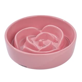 M-PETS Serene Ceramic Rose Slow Feeder Cat & Dog Bowl - Pink Coral