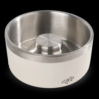 All For Paws Slow Feeding Non Slip Stainless Steel Dog Bowl - White, 900ml
