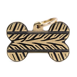 My Family Bronx Bone Pneumatic Dog Tag - Extra Large, Brass