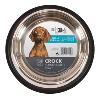 M-PETS Crock Non-Slip Stainless Steel Cat and Dog Food Bowl - 2360ml