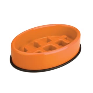 M-PETS Fishbone Non-Slip Slow Feed Pet Food Bowl - Orange