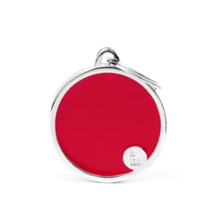 My Family Cat and Dog Handmade Circle Tag - Large, Red