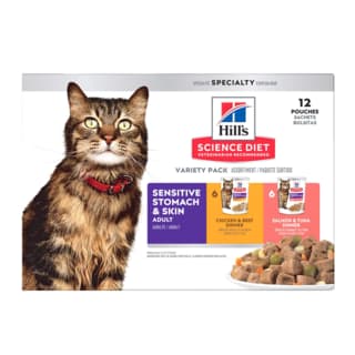 Hill's Science Diet Adult Sensitive Skin & Stomach Wet Cat Food Variety Pack - 80g x 12