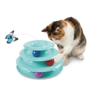 M-PETS Cascado 3-Tier Cat Ball Tower with Spinning Butterfly - Teal