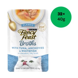Fancy Feast Broths Tuna Anchovies & Whitefish Wet Cat Food - 40g x 32