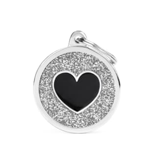 My Family Shine Heart Cat and Dog Tag - Black