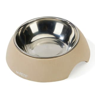 M-PETS Eco Bamboo and Stainless Steel Pet Food Bowl - 190mL, Sand